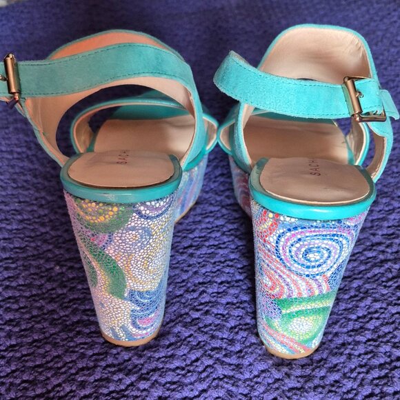 Vintage. "Sacha London" Platform Shoes. size 7. Heels are 4". Hand made. - Picture 2 of 7